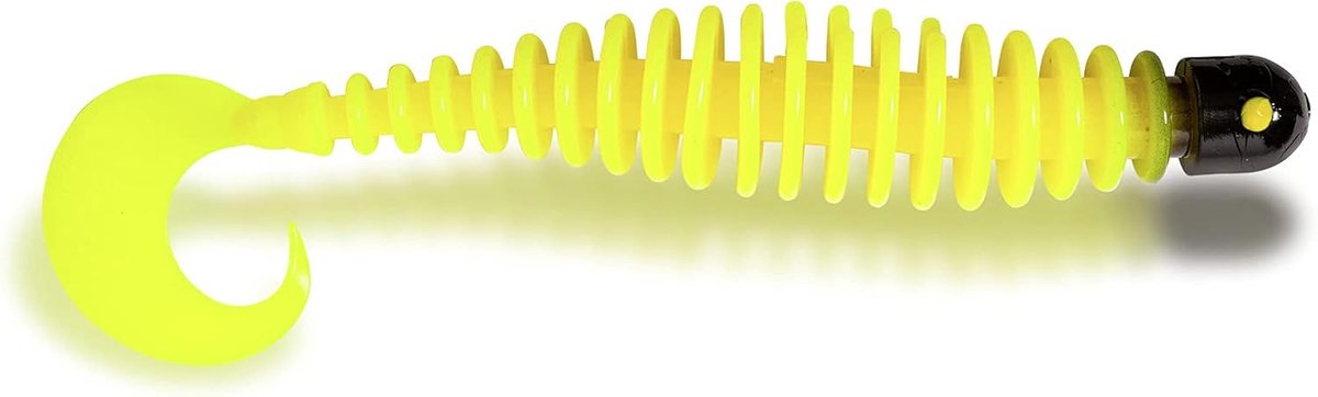SnelShoppen - Premium Curly Worm Rubber Visvoer met Slats voor Spider Fishing, Geel Zombie, 17 cm - Perfect voor Zoetwater Vissen