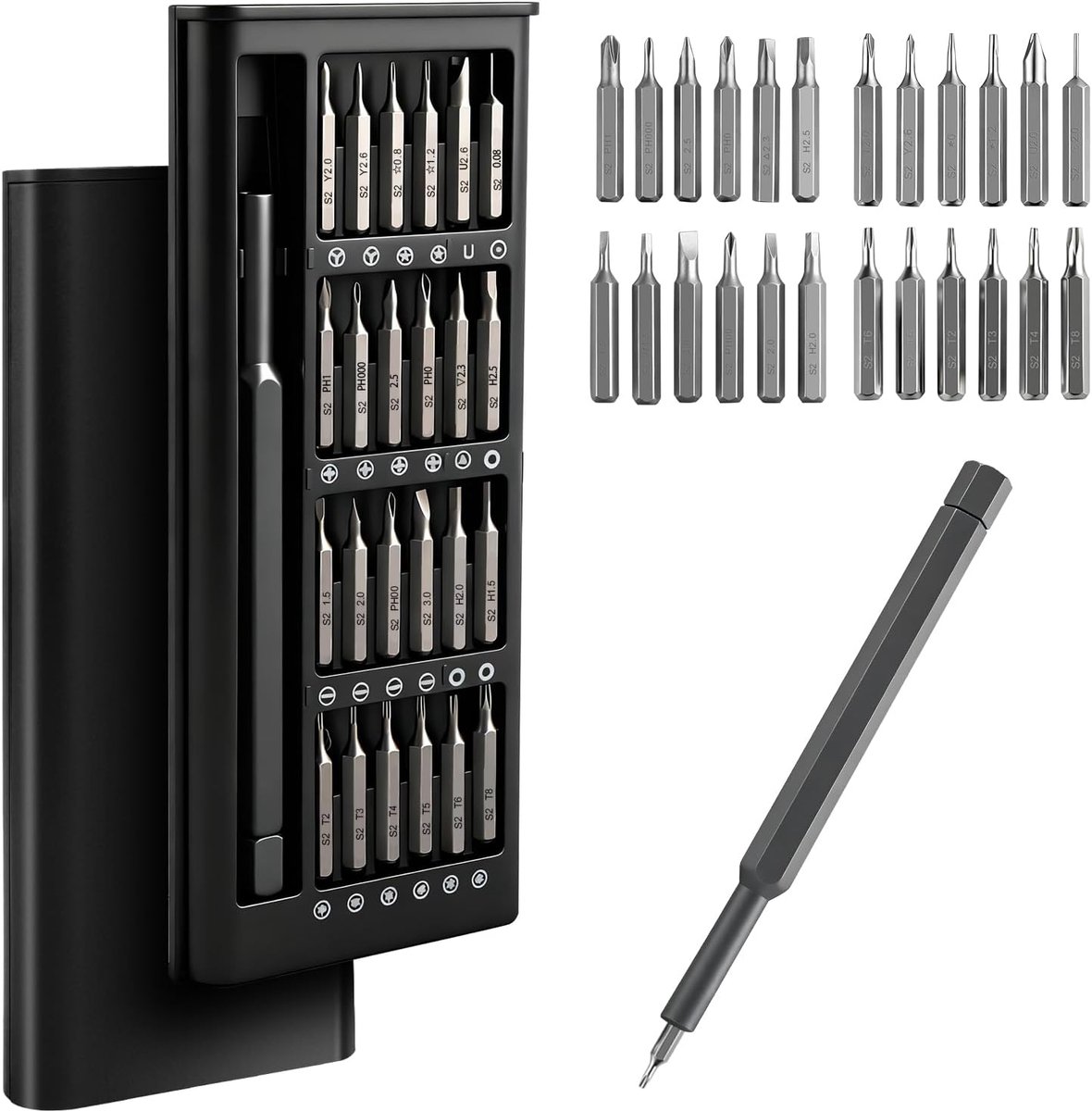 SnelShoppen - Mini-schroevendraaierset 25-in-1 Magnetisch Fijnmechanica Gereedschapsset voor Horloges, Brillen, Computer, PC - Torx, Sleuf, Pentalobe,