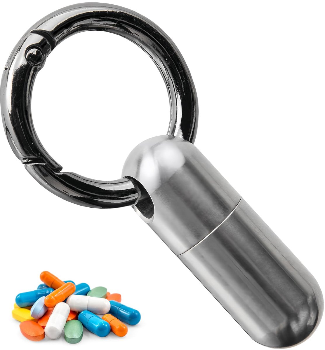 Dailygoods - Mini Titanium Pillendoosje Sleutelhanger - Waterdicht en Draagbaar voor Reizen