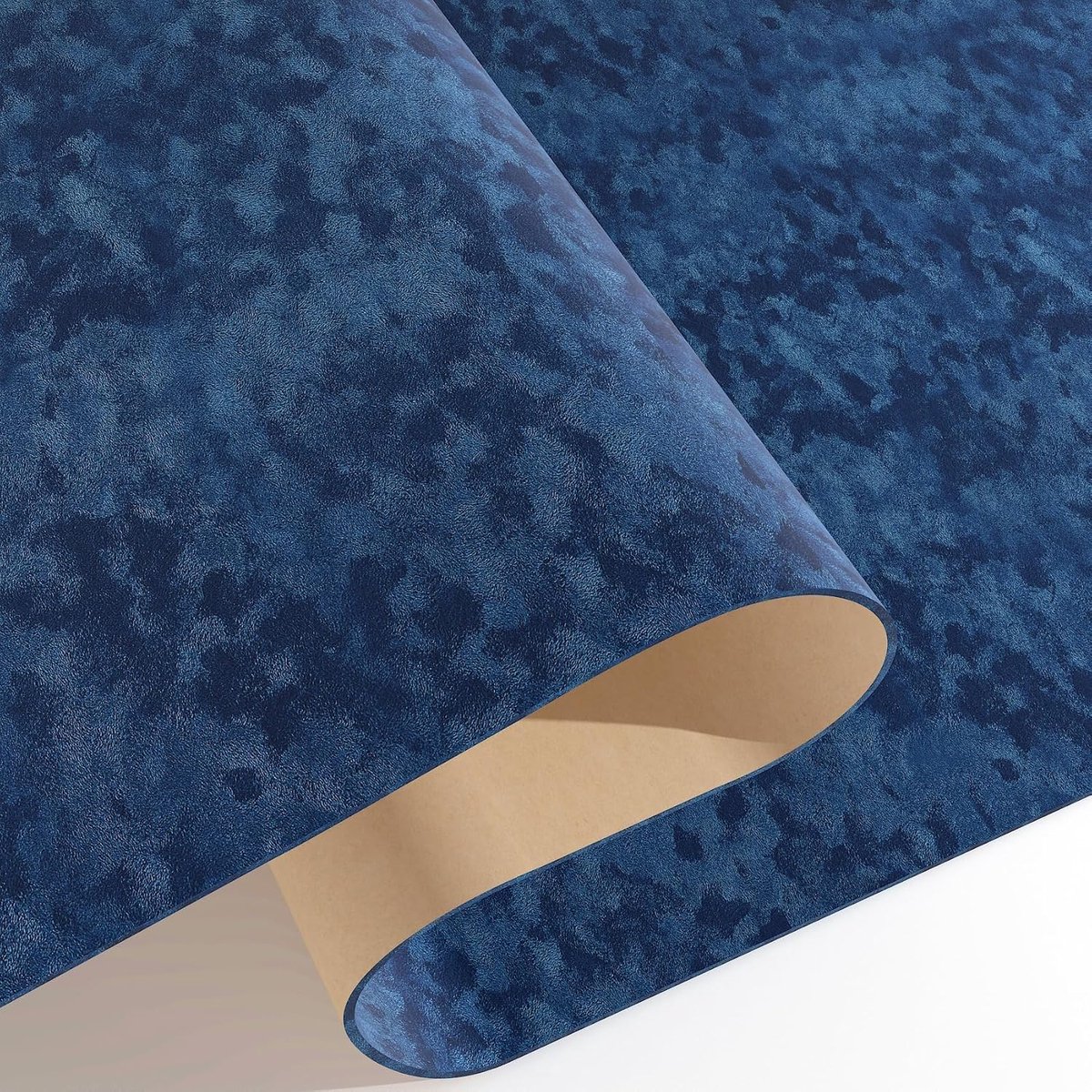 SnelShoppen - Zelfklevend Behang 40 x 300 cm - Blauw met Kleine Bloemen - Flocked - Makkelijk Te Plakken - Verwijderbaar Zonder Resten - Wanddecoratie