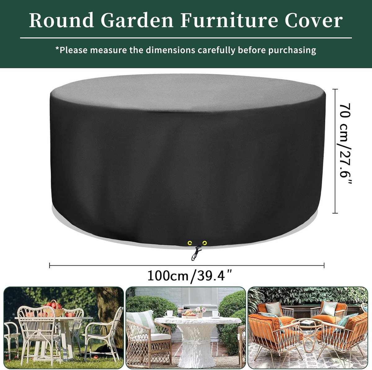 SnelShoppen - Tuin Tafelhoes Rond 100x70 cm - Waterdicht, Windproof, UV-Bestendig - 420D Oxford Stof - Beschermhoes voor Tuinmeubels, Buitentafels en