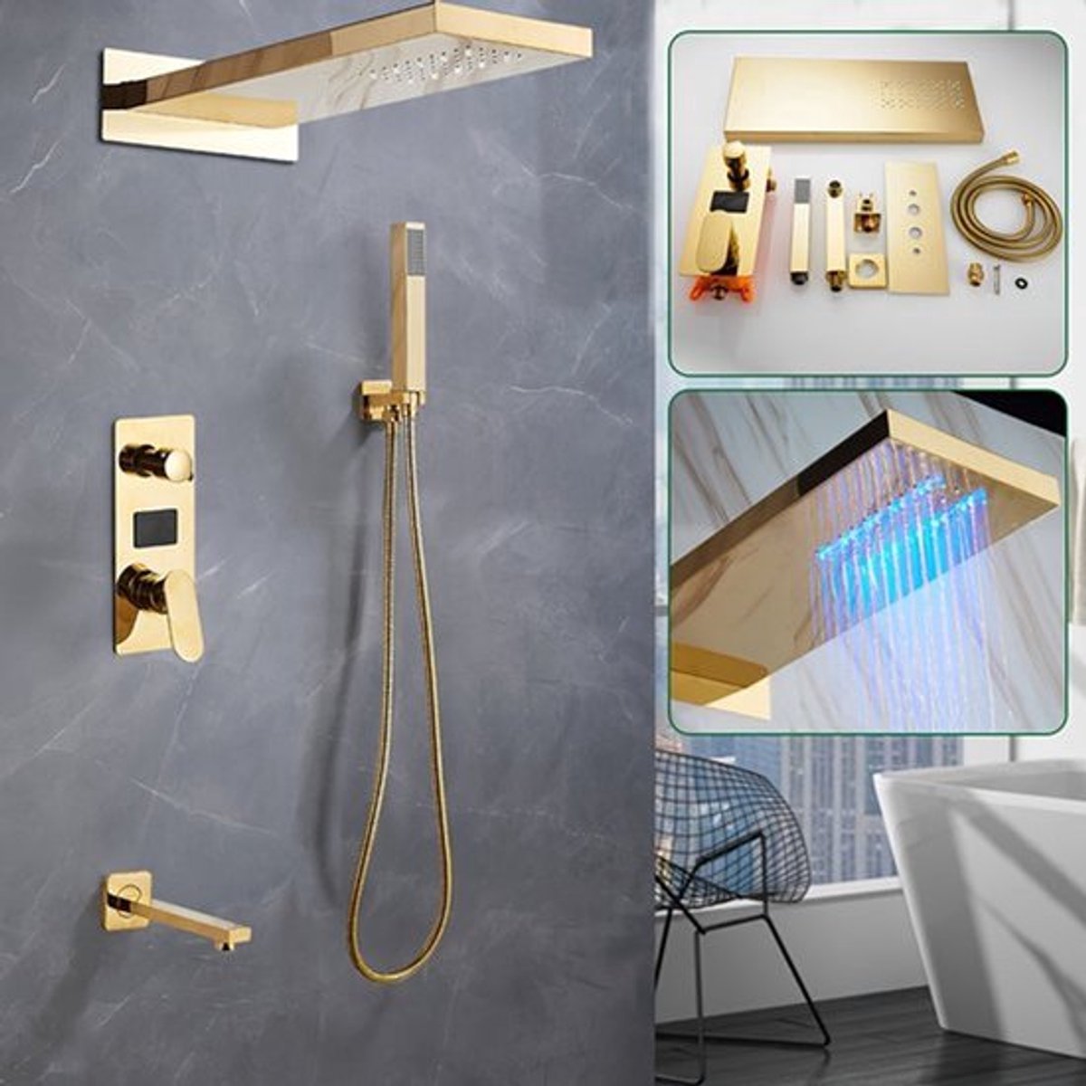 Doucheset – Douche Systeem – Douchekraan – Regendouche – Douchekolom – Thermostatisch Meng