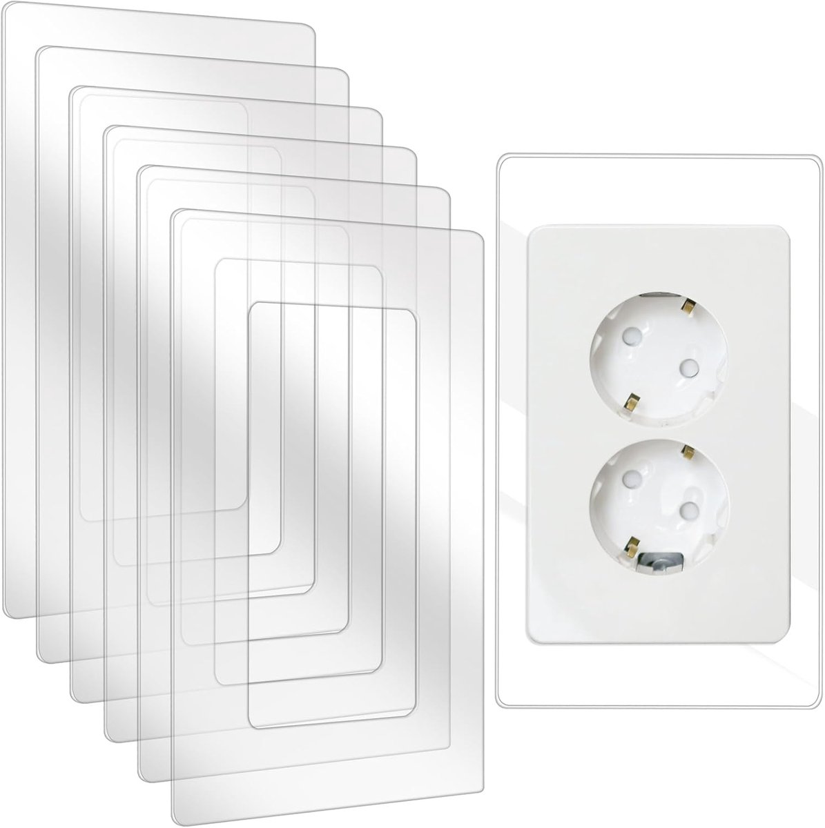SnelShoppen - Pack van 6 Lichtschakelaar Bescherming en Muurbescherming, Wandbekleding Bescherming voor Stopcontact en Lichtschakelaar, Witte Socket C