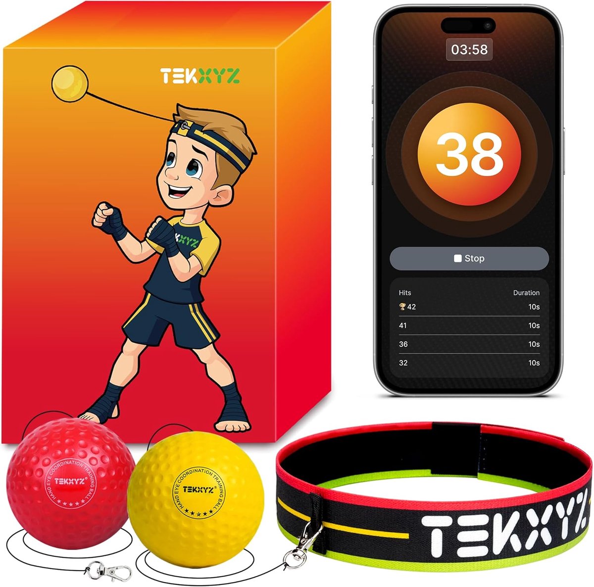SnelShoppen - Boxing Reflex Ball Set met Hoofdband - 2 Verschillende Ballen voor Reactiesnelheid, Agility en Hand-Oogcoördinatie Training - Ideaal voo