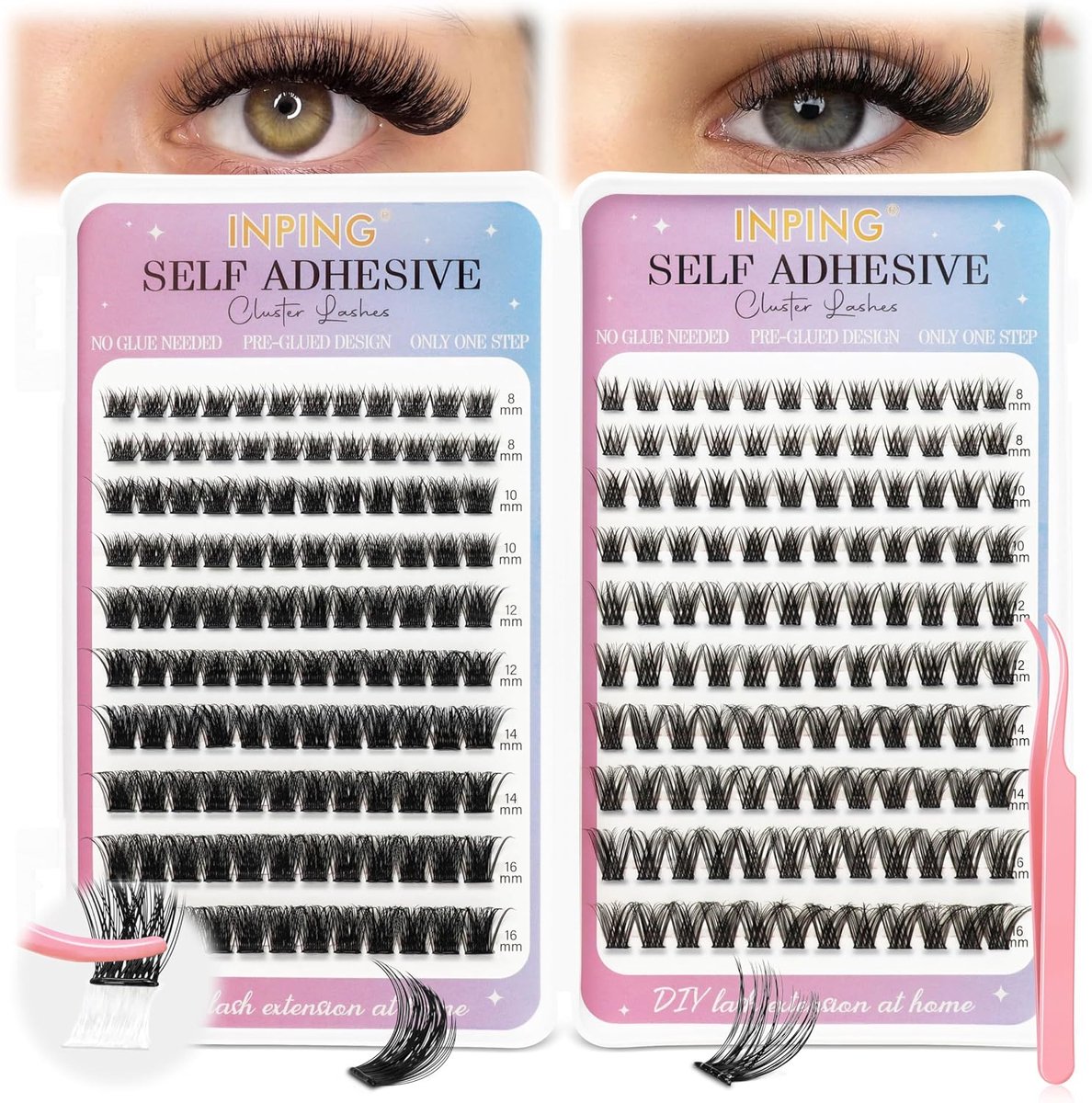 SnelShoppen - INPING Press and Go Zelfklevende Wimpers Set, 240 Stuks Mix Fluffy en Volume C Curl Wimpers zonder Lijm, Ideaal voor Beginners en DIY 8-