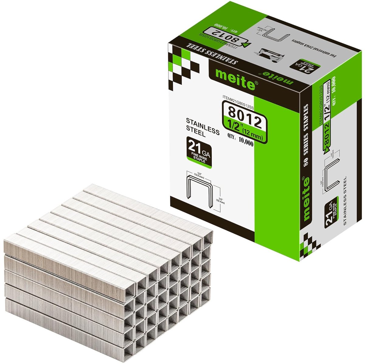 SnelShoppen - Type 80 Nietmachine Nietjes 12mm RVS - 10.000 Stuks - Perfect voor Tapijt, Kabels, Schuttingen en Tuinprojecten