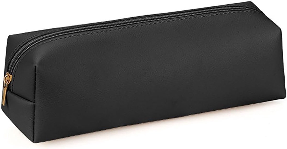 SnelShoppen - Schattige Zwarte Pennenzak voor Meisjes - Leren Pennenhouder - Grote Capaciteit - Ideaal voor School, Kantoor, Make-up en Accessoires -