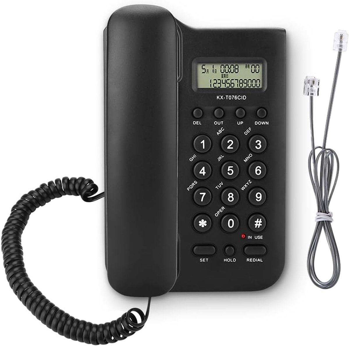 SnelShoppen - Grote Toetsen Vaste Telefoon, Bedrade Tafeltelefoon voor Senioren, Extra Hard Oproepvolume, Herhalingsfunctie, Wandmontage, Zwart voor T