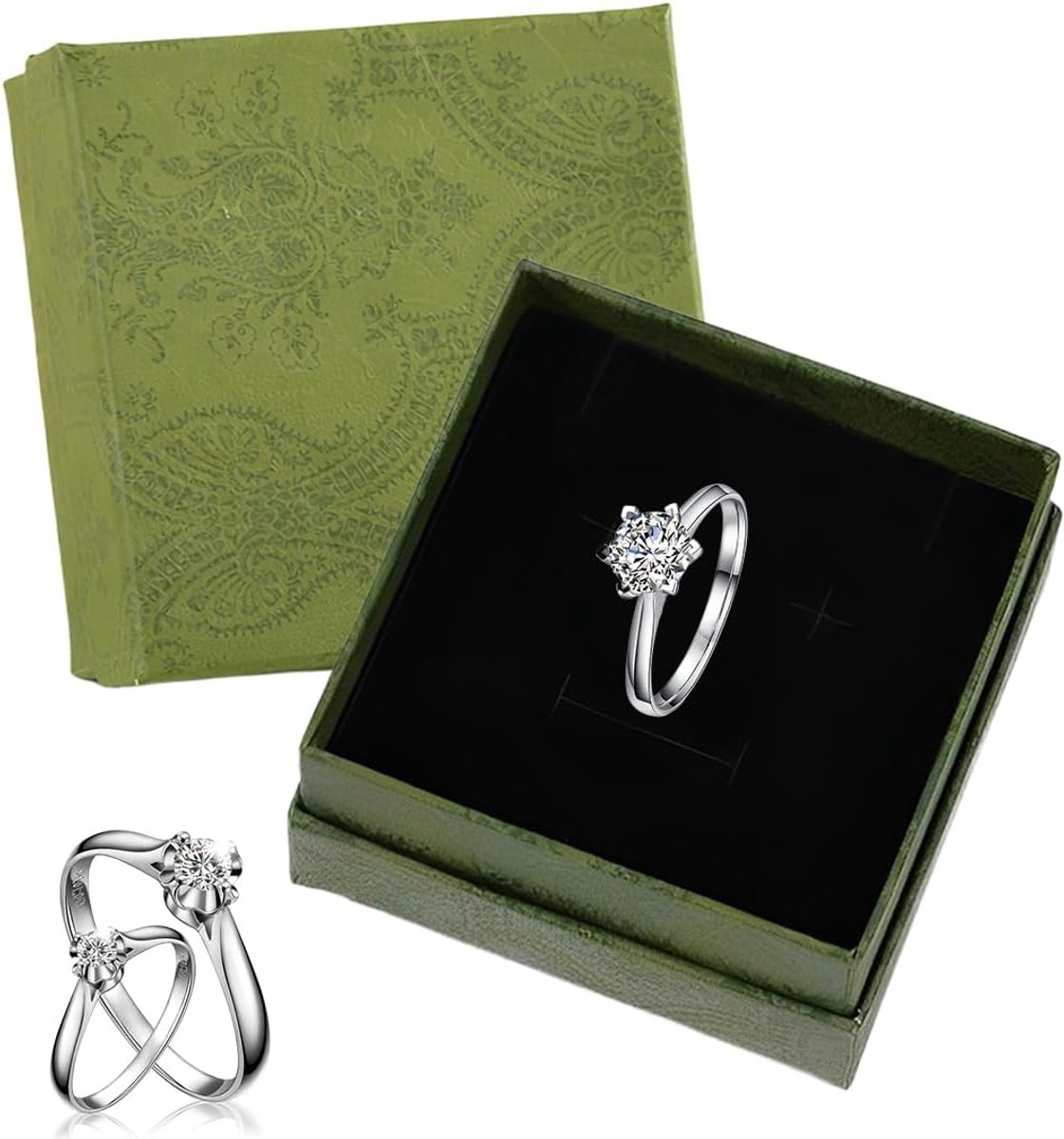 SnelShoppen - 2 Stuks Vintage Ringdozen met Deksel, Schokbestendige Verlovingsringdoos, Luxe Huwelijkscadeau Box, Perfect voor Valentijnsdag, Makkelij