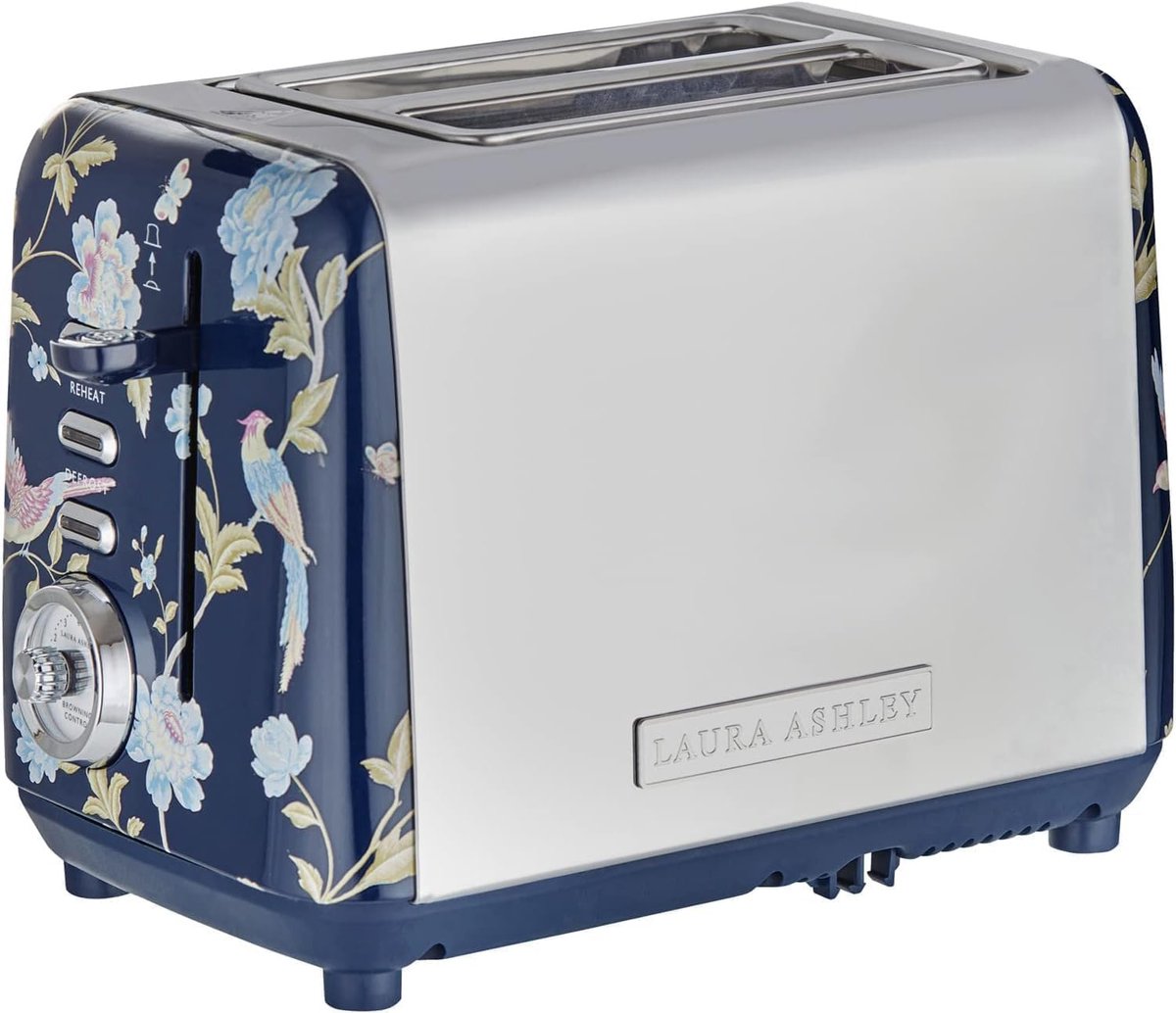 SnelShoppen - Vintage RVS Broodrooster 2 Sneden met Verstelbare Verwarming, Ontdooien en Opwarmfunctie - Croissant Warming Stand - Elveden Navy
