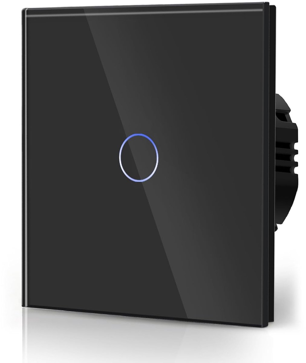 SnelShoppen - BSEED Touch Switch, Inbouwschakelaar met LED Indicator en Glazen Paneel, Aanraak Wandschakelaar voor Moderne Interieurs, Eenvoudige Bedr