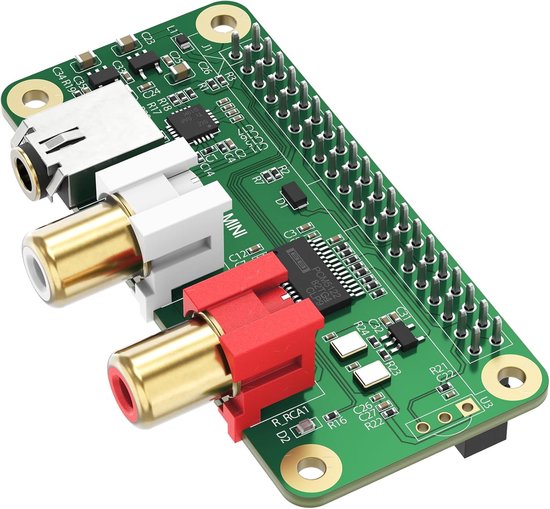 SnelShoppen - DAC Mini Hat PCM5122 Geluidskaart voor Raspberry Pi 5/4/3B+/Zero 2W, 384kHz/32bit HiFi Sound Shield met RCA & 3.5mm Uitgang