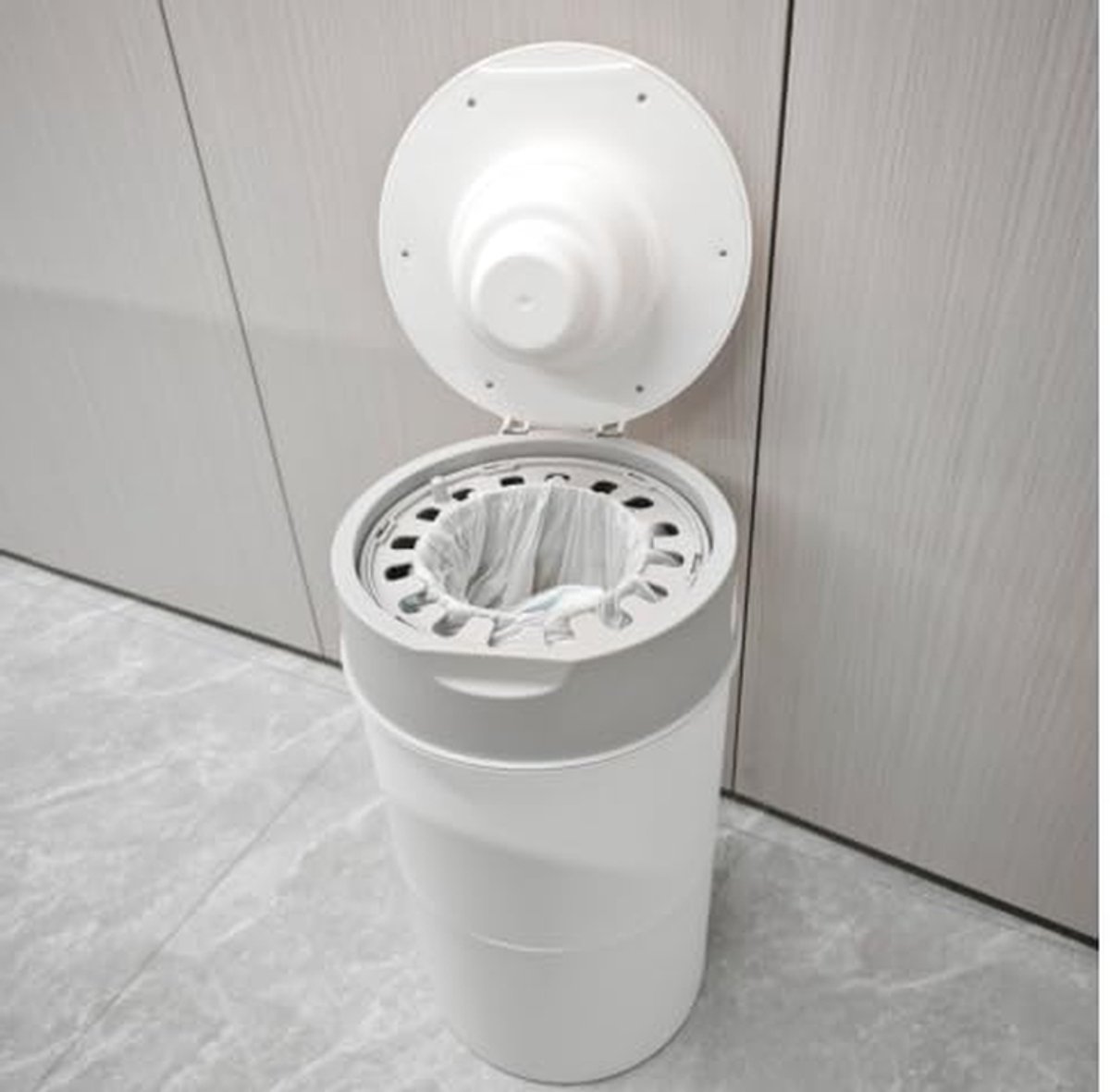 Luieremmer 13 liter - Luiercontainer Babyluieremmer - Hygiënisch Luiers Weggooien - Geurdicht Draai- en Afdichtingssysteem - 13 Liter - Wit