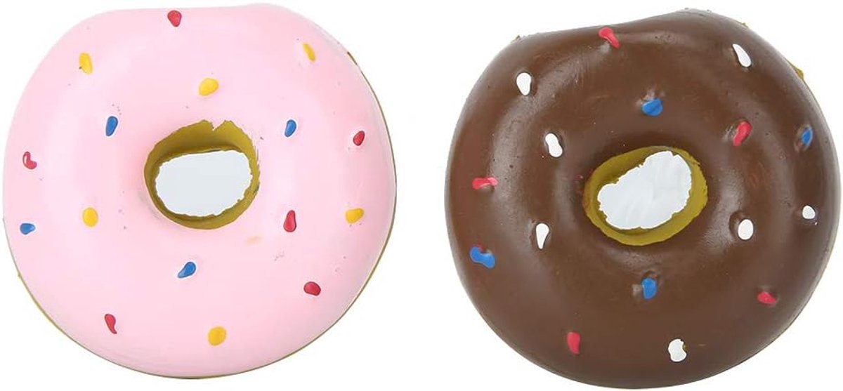 2 STUKS Latex Pet Donut Vorm Klinkende Speelgoed Grappige Hond Kauwen Speelgoed voor Puppy Kauwen Bijten Interactieve Training Speelgoed voor Honden