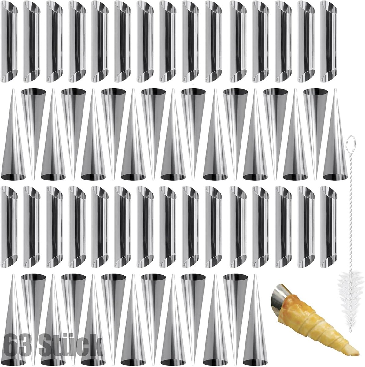 bakvorm, roestvrij staal, kannoli-vorm, schuimrolvormen, set