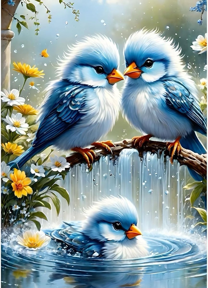 5D Blauwe Vogel Diamant Schilderij Kits, Diy Borduurwerk Vogels