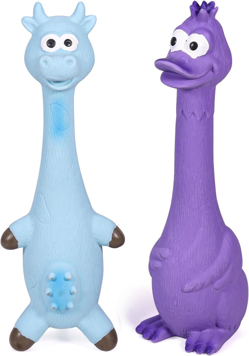 Piepend hondenspeelgoed, [2 stuks] piepend latex speelgoed met interactieve pieper, grappige zachte rubberen eendenkip voor middelgrote en kleine rassen