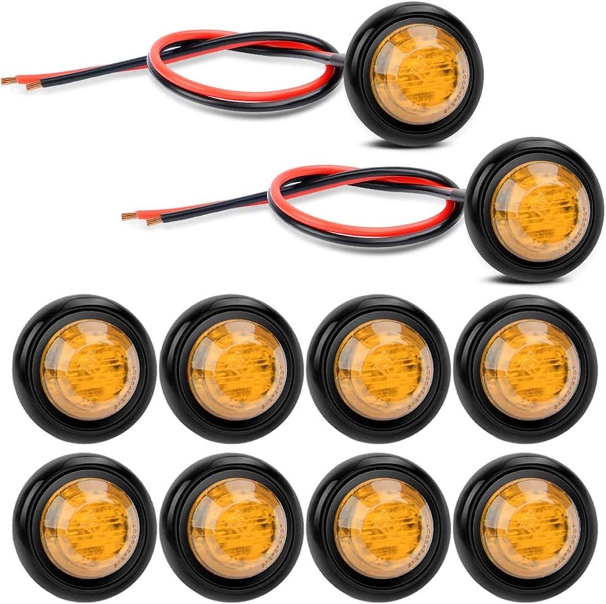 10Stuks 12V Ronde Clearance LED Voor Achter Zij Indicator Kogel Markeringslicht (Geel)