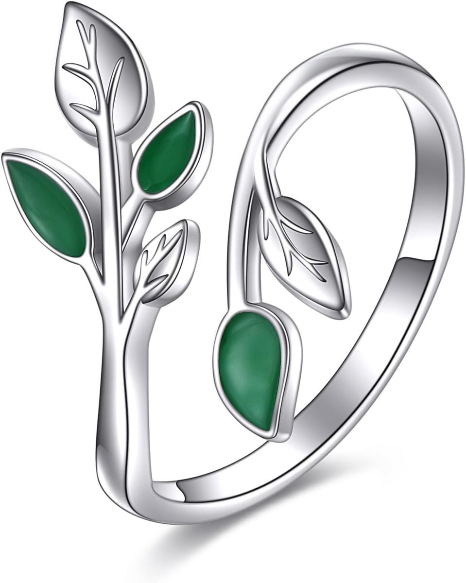 Bladring voor dames, 925 sterling zilver, verstelbare open duimring