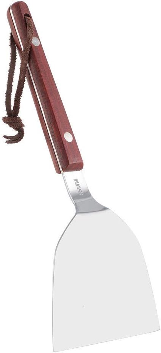 Steak Koken Gebakken Schop Spatel Rvs Koken Pannenkoek Teppanyaki Barbecue Schop Houten Handvat Grill Turner — afbeelding 5