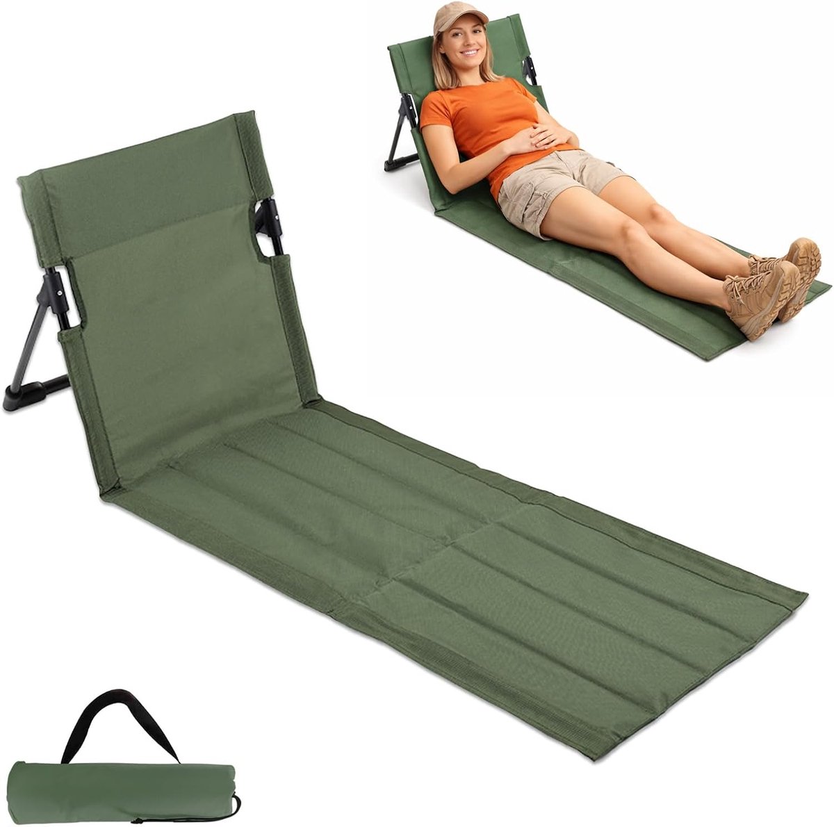 inklapbaar met rugleuning, 108 x 40,5 x 41 cm, strandmat, zonnebed