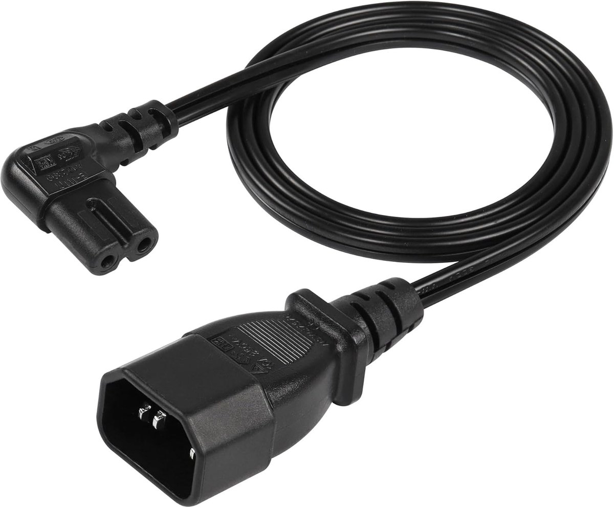 3.93 Ft 18Awg Iec 320 C14 naar C7 Ac Adapterkabel, Iec 320 C14