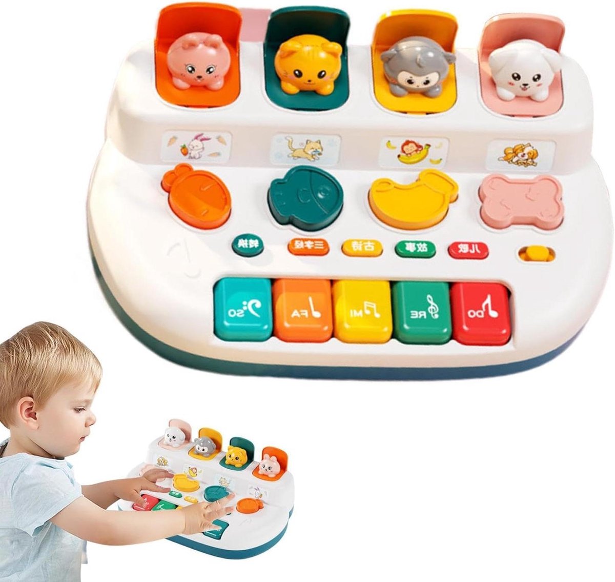 Babypiano Speelgoed - Muzikaal Speelgoed Kinderen - Muziek Leren - Met Dierengeluiden - 25.4 x 15.3 x 7.6 cm - Blauw