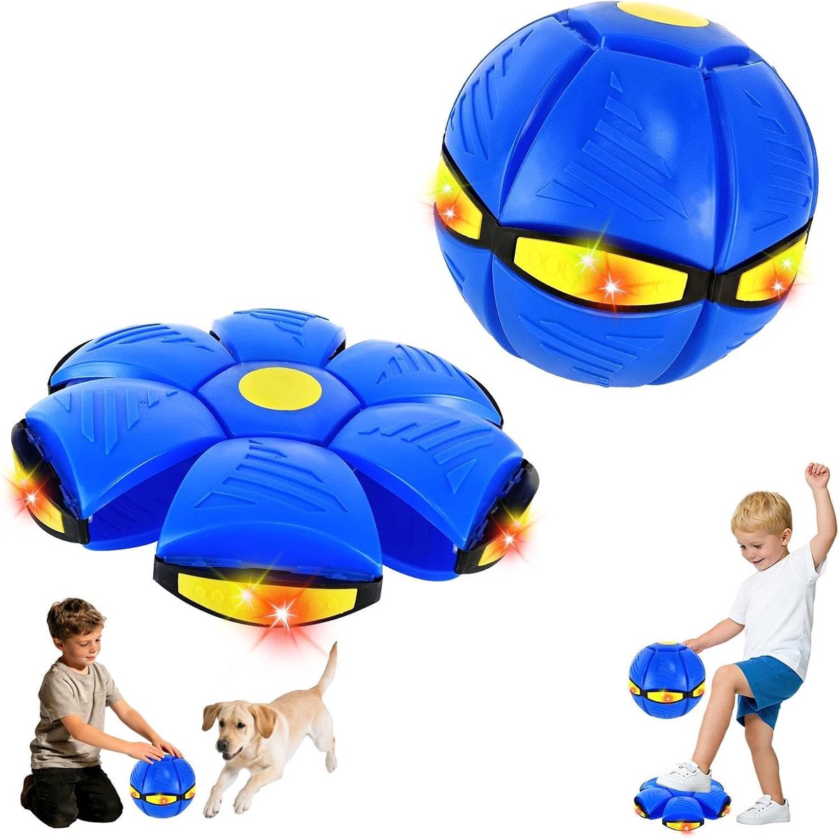 Springbal, Kinder Magische Metabal, Magische Vliegende Schijf, 2-in-1 Springbal met 6 Lichten, Dubbele Vorm Vrij Schakelbaar, Ouder-Kind Interactie Spel, Springballen voor Kinderen