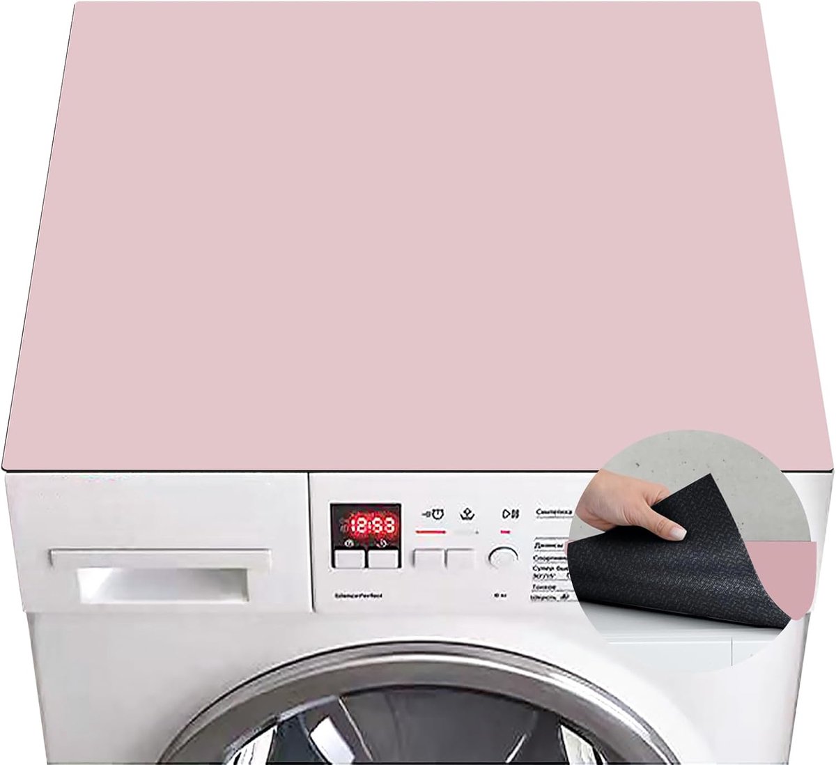 Wasmachine-oplagloot, wasmachinebeschermer 60 x 60 cm, wasmachine-oplagloot antislip stofbescherming wasmachineafdekking Uit te snijden universeel voor wasmachine of droger, Roze