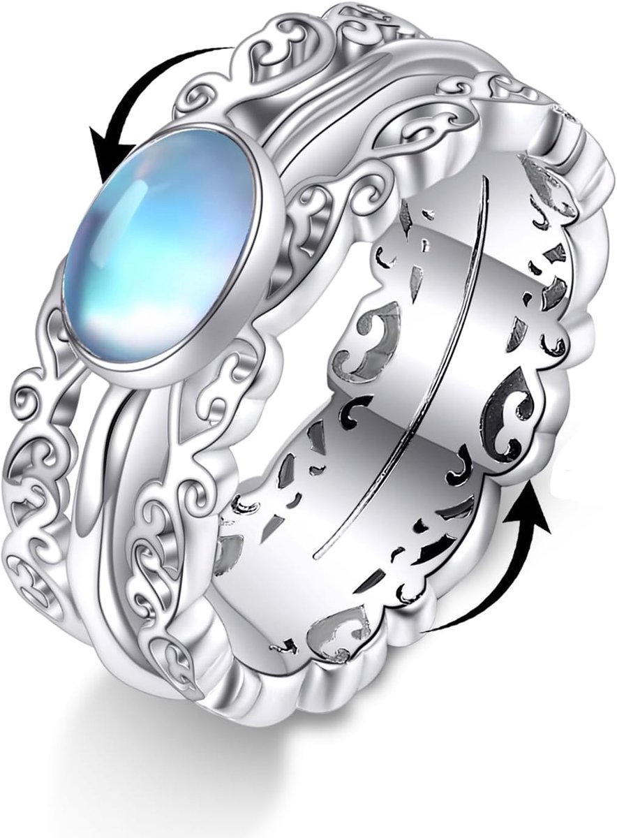 Ringen voor angst, 925 sterling zilver, spinner-ringen voor vrouwen