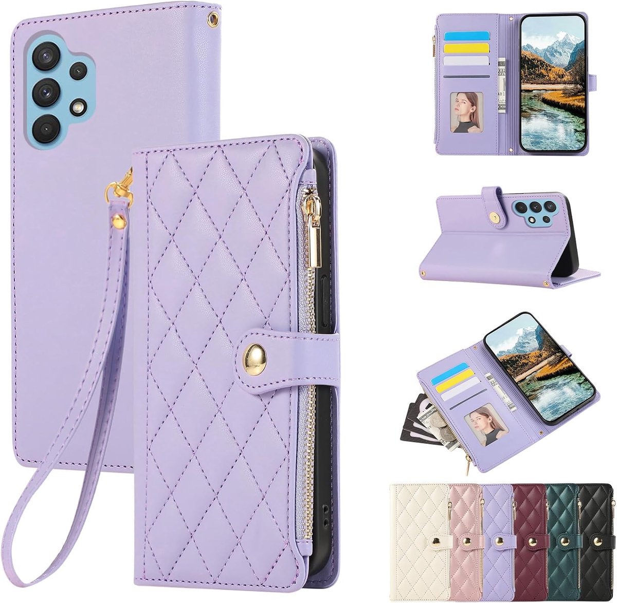 Beschermhoes voor Samsung Galaxy A32 4G Flip PU-leer met ritssluiting