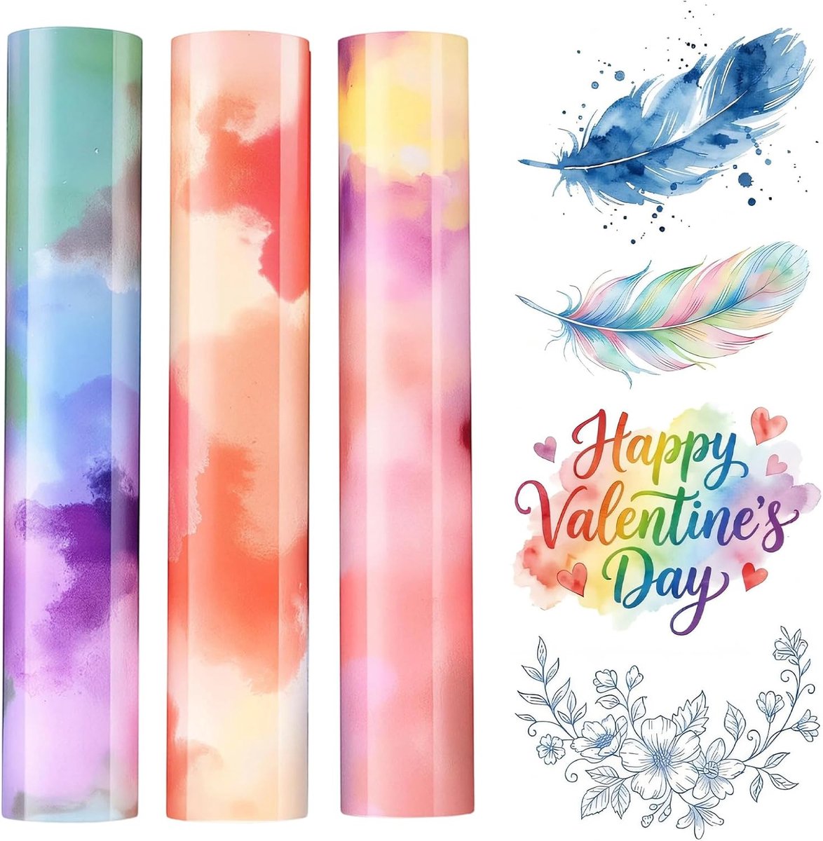Plotterfolie voor textiel, 3 stuks, regenboog, flexfolie