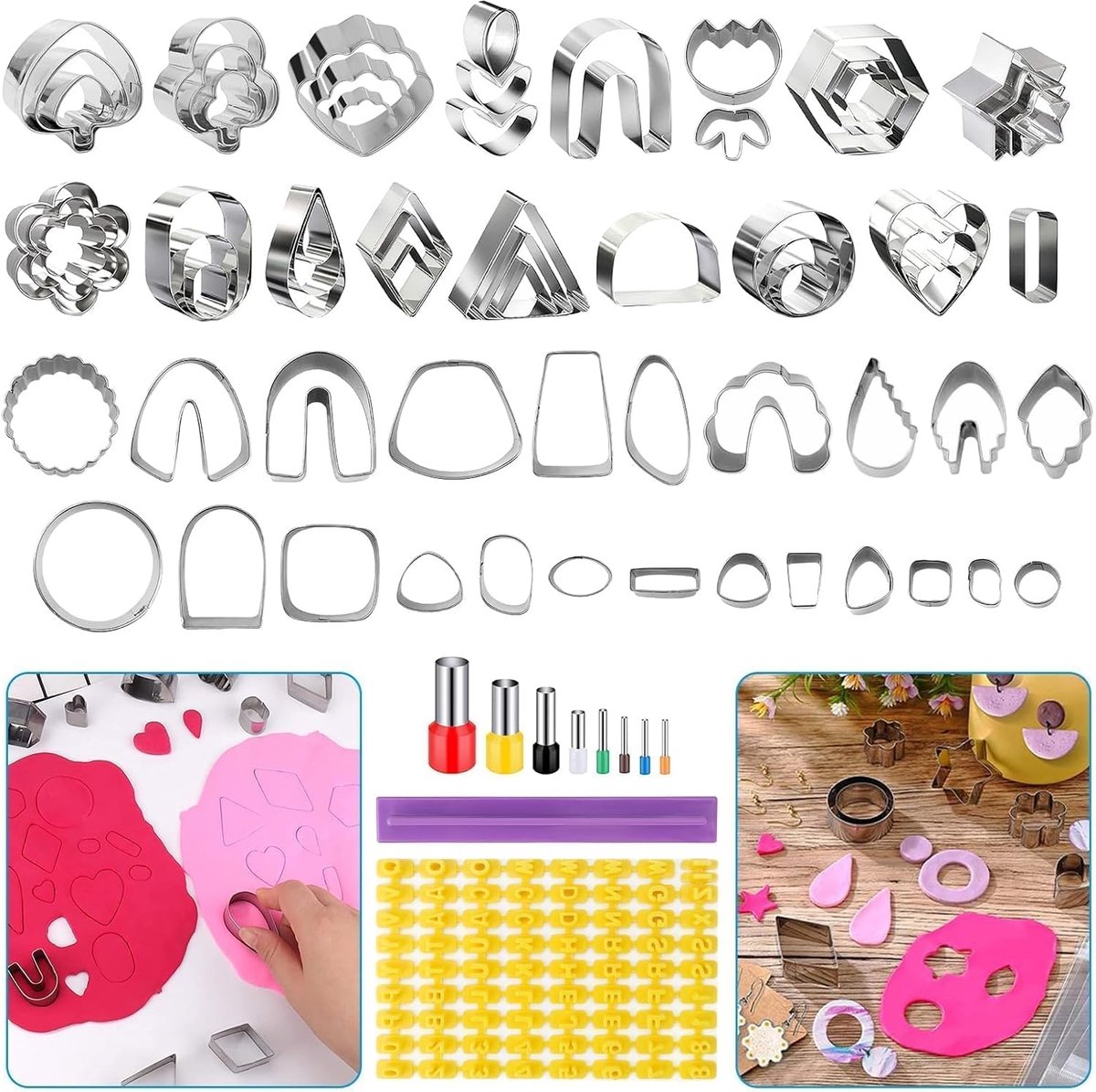 Polymer Clay Snijset, 76 Delig Rvs met Cirkelsnijders en