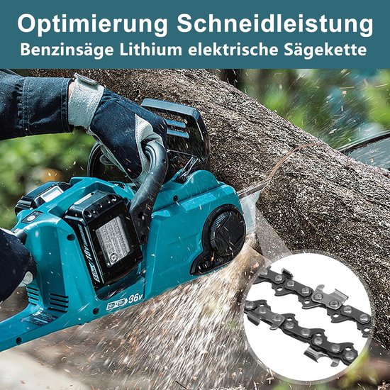 3 x 25 cm zaagketting 3/8 inch LP 40 aandrijfschakels 1,1 mm terugslagarme accukettingzaag ketting voor 10 inch zwaard, reserveketting compatibel met Makita DUC254Z, Einhell-GE-LC 18/25 Li, Oregon en — afbeelding 2