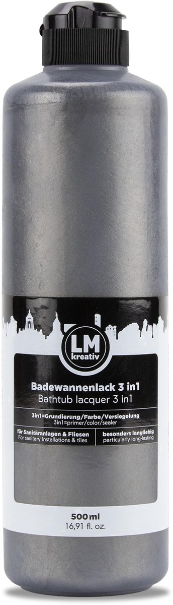 LM-Kreativ 3 in 1 2K badkuipverf en tegelverf - 500 ml - antraciet metallic glans
