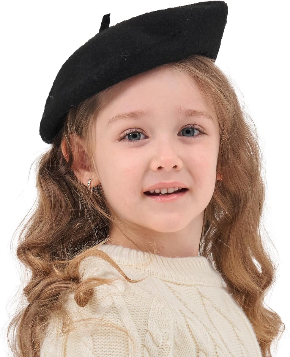 Wollen Baret Hoed Meisjes Effen Kleur Kunstenaar Franse Baret Cap