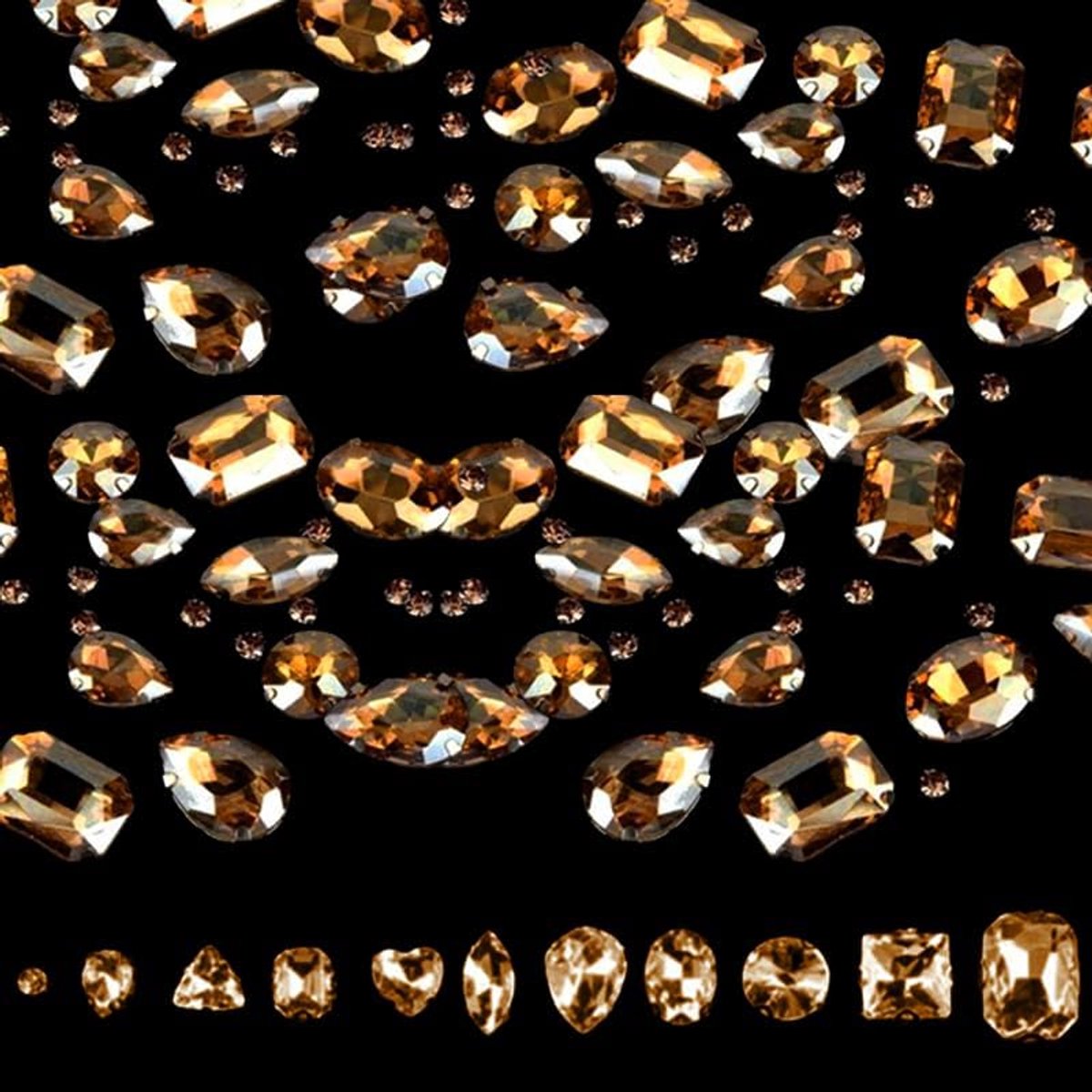 210 stuks strass-steentjes om op textiel te naaien, acrylstenen en kristallen voor randen, geschikt voor doe-het-zelf decoratie van kleding, tassen (gouden diamant)