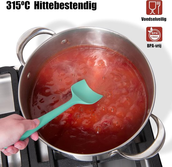 Spatels, hittebestendig 315℃, 4 stuks, cieelblauw - Voedselveilige rubberen komschraper, hittebestendig, zacht lepelgerei, krasvrij, anti-aanbak, koken, bakken, mengen schrapen — afbeelding 3