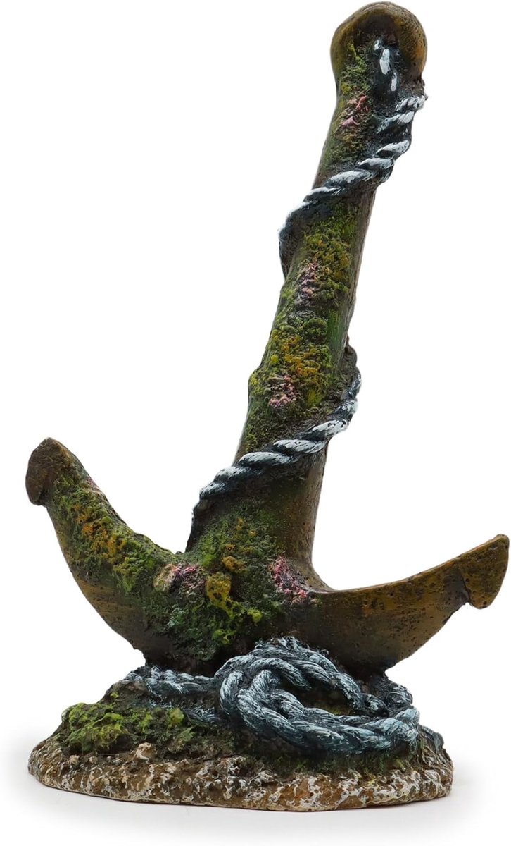 Decoratief anker zinkende aquariumdecoratie voor zoetwater en zeewater van kunsthars, voor aquaria en visbakken, niet giftig, 11,2 x 8,5 x 18 cm
