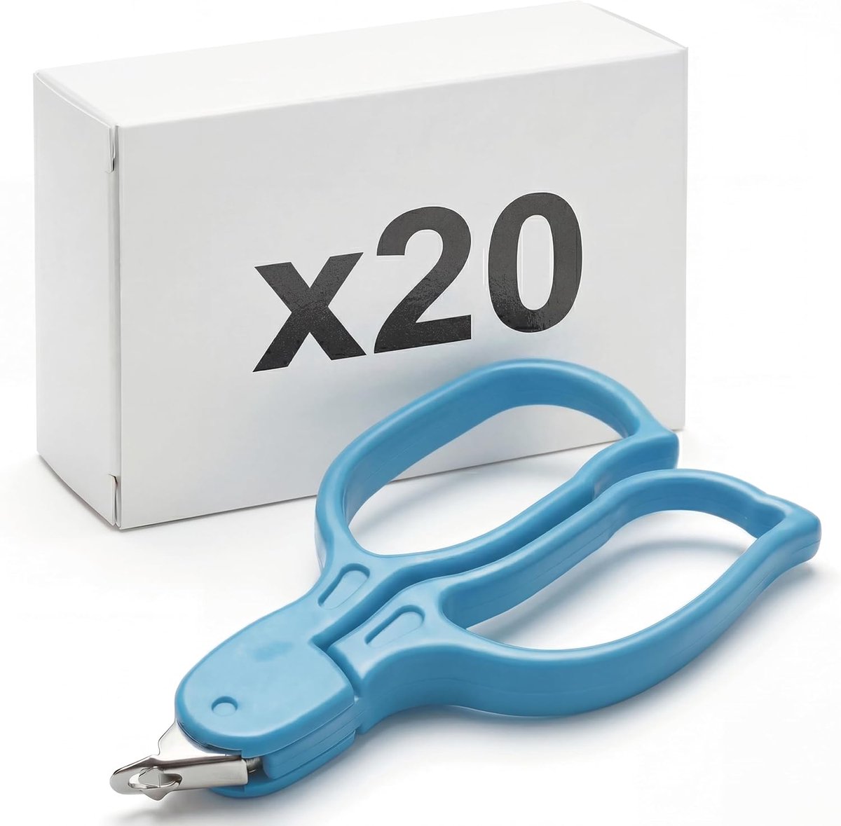 Niettangtrekker (20 Stuks) Blauw Steriel Wegwerpbaar Gemakkelijk Te Openen Ergonomisch Ontwerp Roestvrij Staal en ABS Latexvrij Individuele Verpakking 97 x 5,4 mm