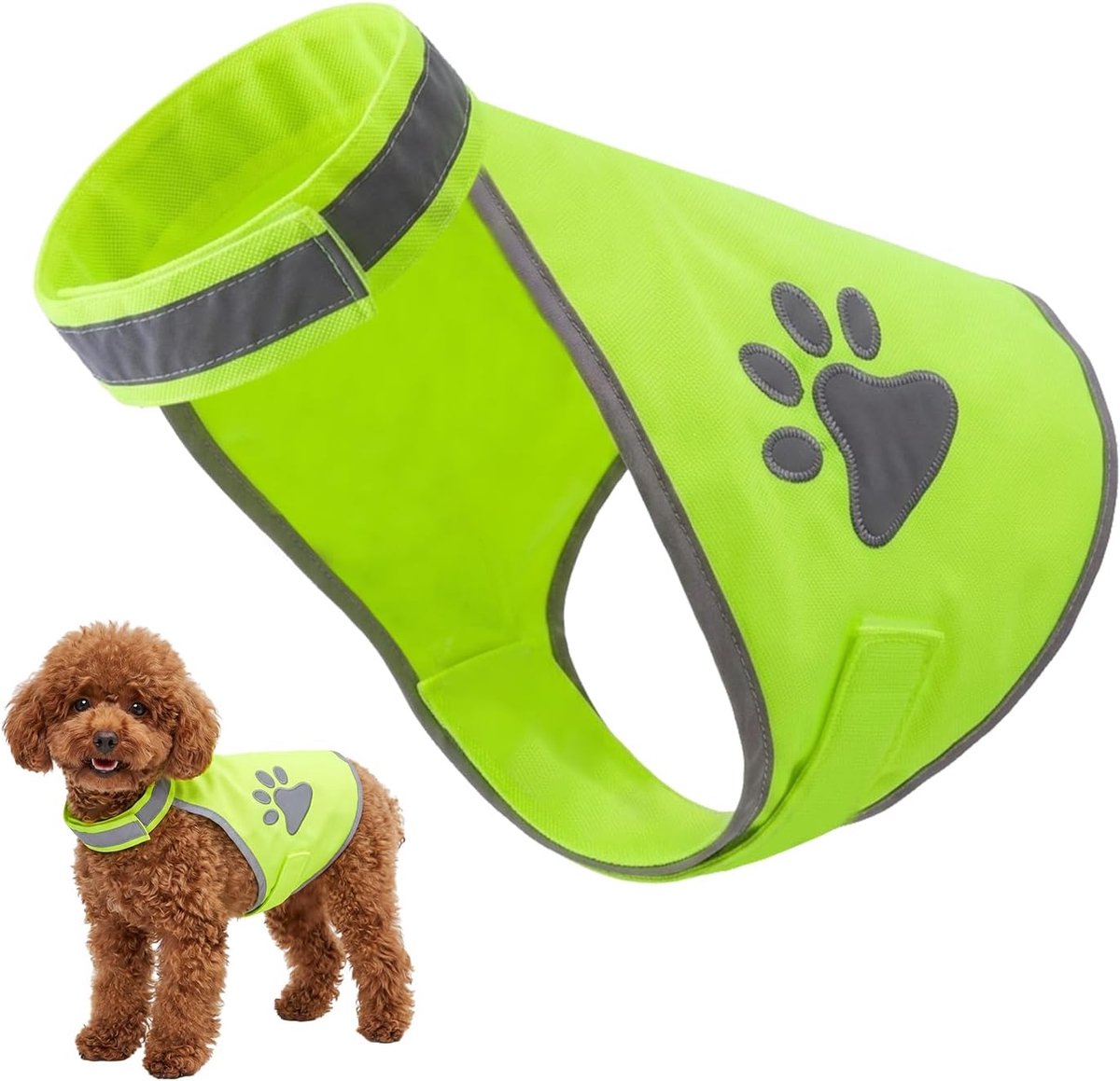 Veiligheidsvest voor Honden, Hi-Vis Fluorescerend Geel, Verstelbaar Waterafstotend Lichtgewicht Hondenvest voor Wandelen en Training (S)