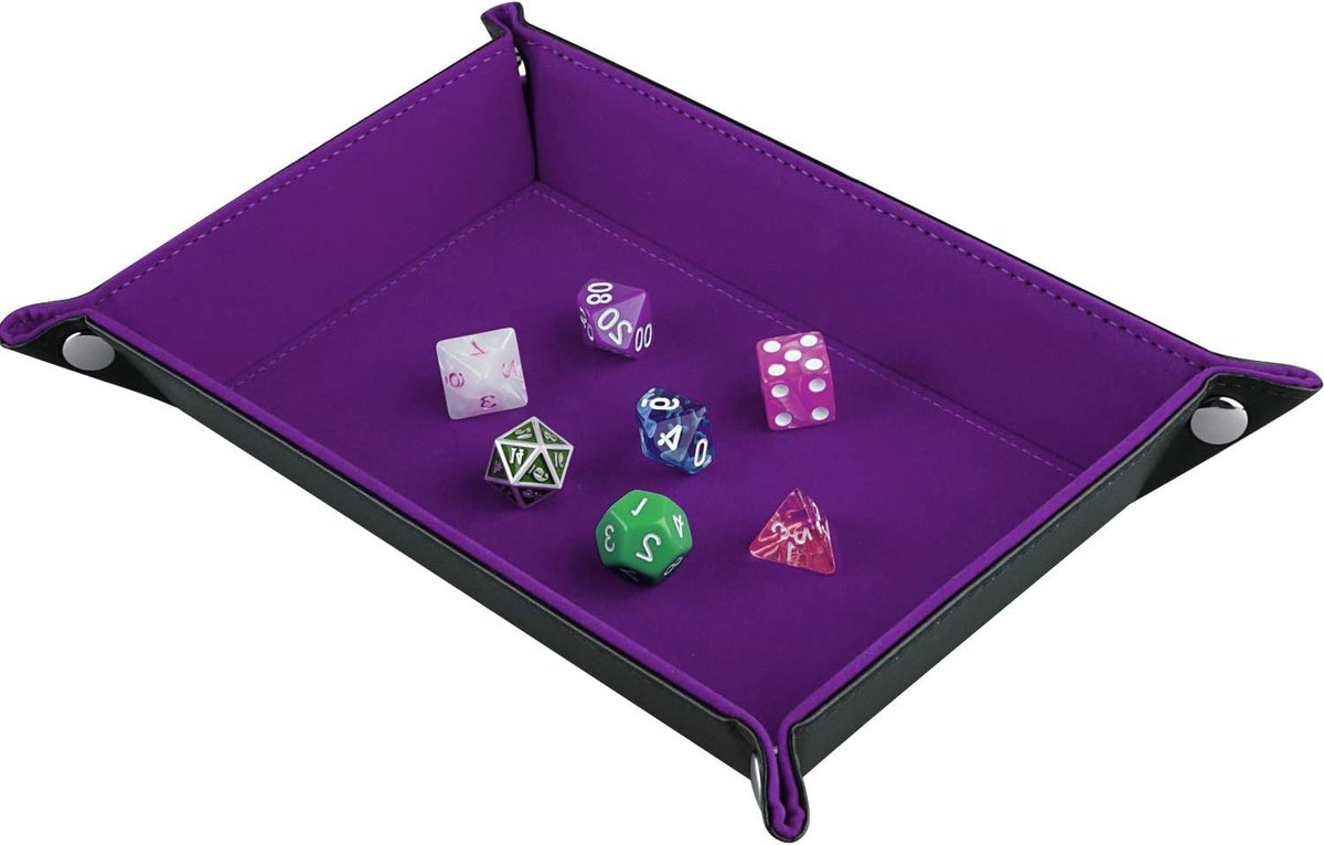 Kubusplanken vouwen rechthoek PU leer en donkerpaars Velvet dobbelplanken voor kerkers en draken RPG dobbelstenen gaming D & D en andere tafelspellen