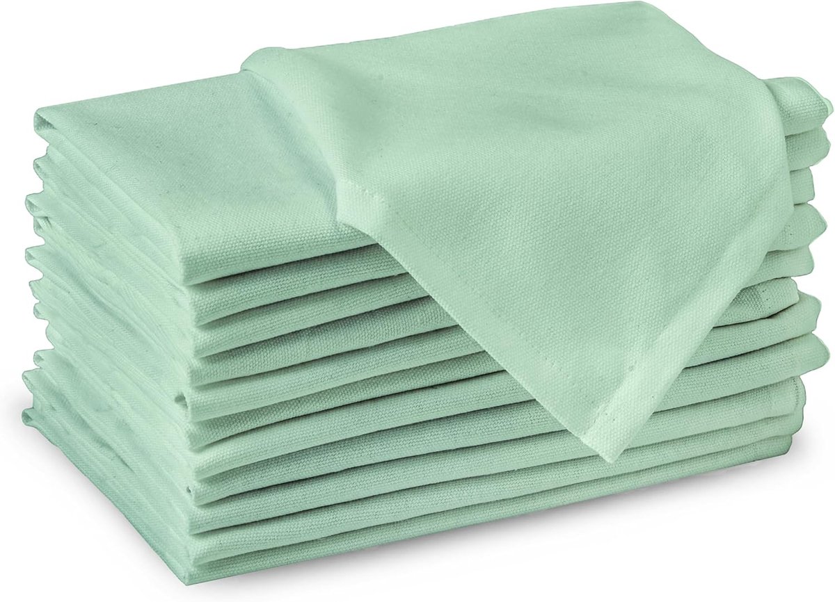 XO Katoenen handdoeken, set van 12, afmetingen 43 x 43 cm, effen, mintgroen, machinewasbaar