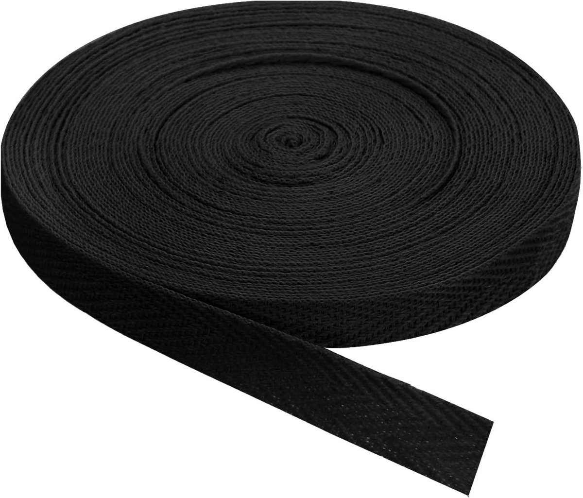 Biasband, 1 stuk 10 m x 12 mm, katoenen stoffen band, rol biasband voor kleding, accessoires, tassen (zwart)