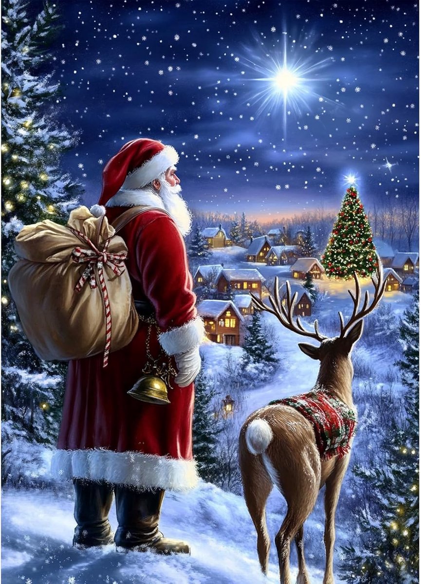 Kerst diamantschilderij kits voor volwassenen, DIY diamant kunst kits kerstman rond volledige boor voor beginners, kerst eland kristal kruissteek edelsteen kunstnijverheid voor thuis, muur