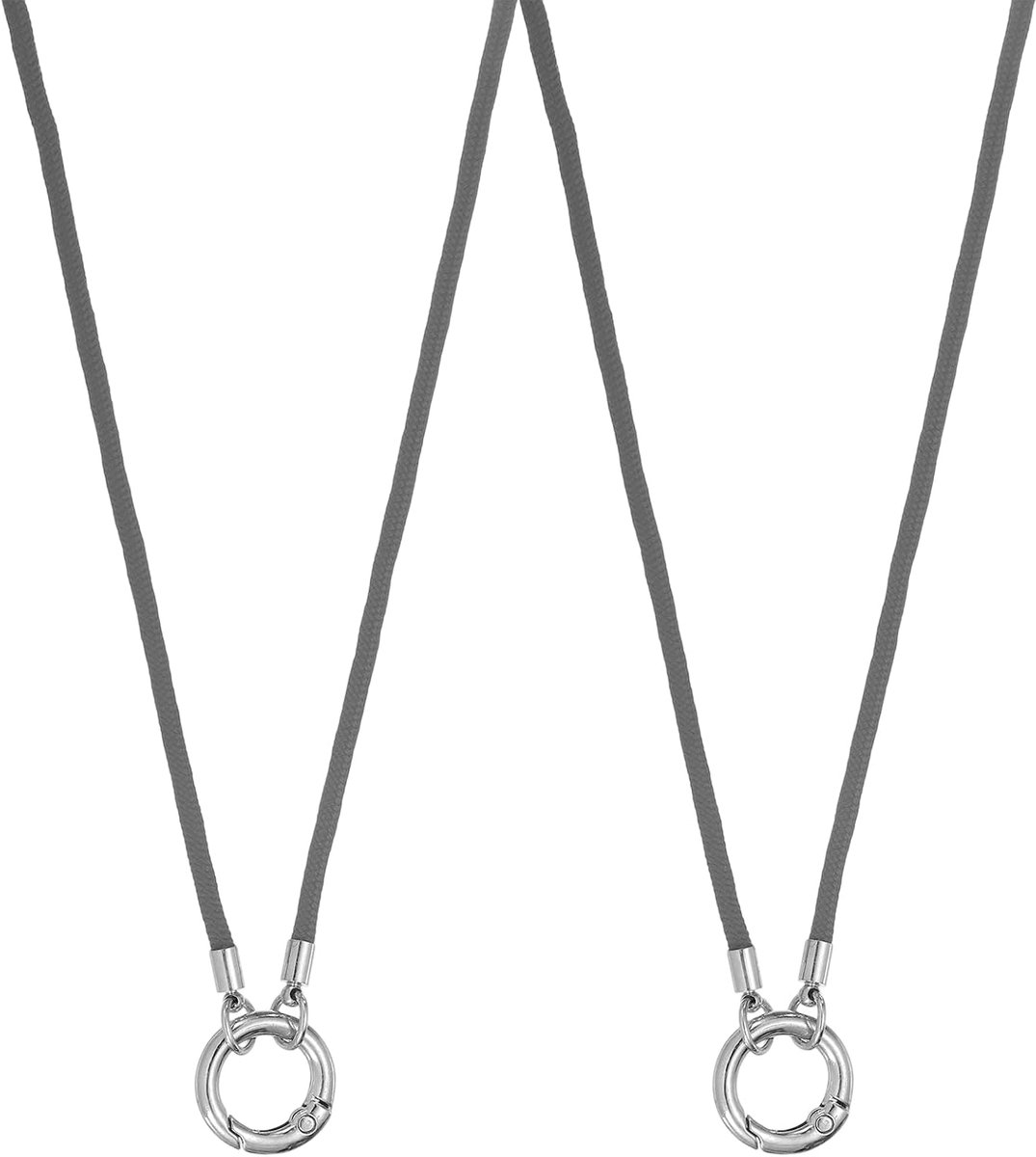 2 stuks brillenhouder, halsketting, ring, anti-verlies, zonnebril, halsband, brilketting, houder, zachte draagbare brilband met legeringsring, voor vrouwen en mannen, grijs