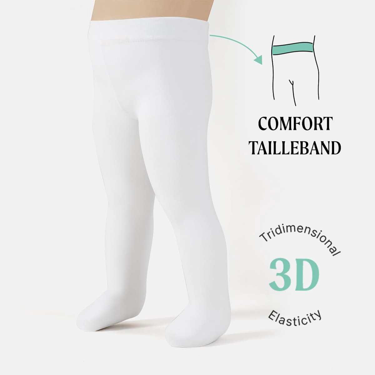 2/4 Paar Effen Microfiber Semi-transparante Babypanty's, Panty's voor baby's| 40 DEN | 3 tot 24 maanden | Gemaakt in Italië