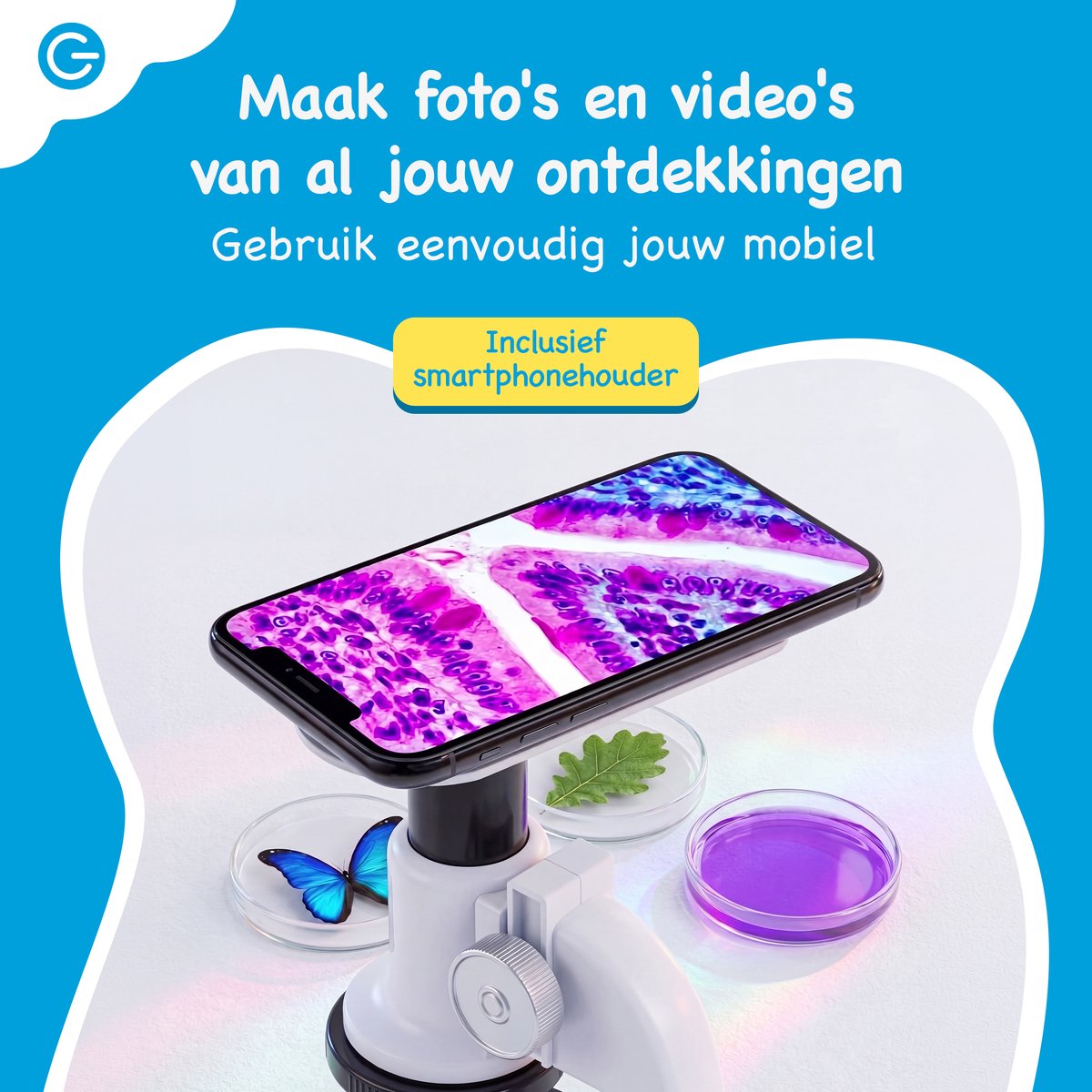 Silvergear® Microscoop voor Kinderen - Kindermicroscoop Set - Beginnersmicroscoop met 200x, 600x, 1200x Vergroting - Educatief STEM Speelgoed - LED Verlichting - Smartphonehouder, Preparaten en Onderzoeksaccessoires - Cadeau voor 6, 7, 8, 9, 10+ Jaar — afbeelding 4