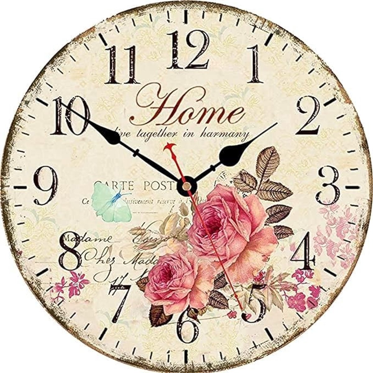 Omgoods - Bloem Wandklok - Stil met Arabische Cijfers - 30 cm