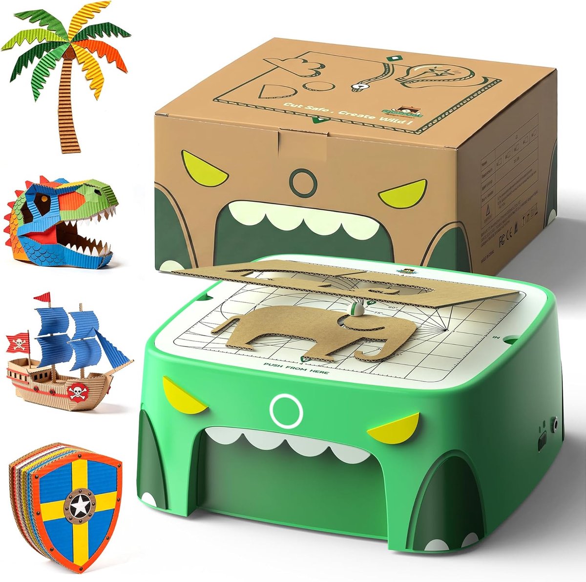 Elektrische Kartonsnijder voor Kinderen, DIY Upcycling van Karton, Creatief Leergereedschap voor Jongens en Meisjes vanaf 5 Jaar, Snijdt Karton, Stof en Leer